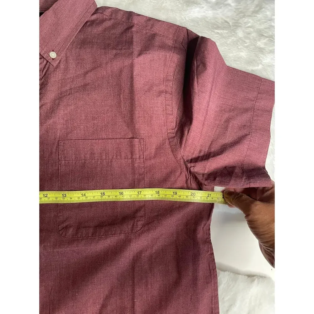 Banana Republic Slim Fit Short Sleeve Button Down Shirt Medium Red Burgundy M